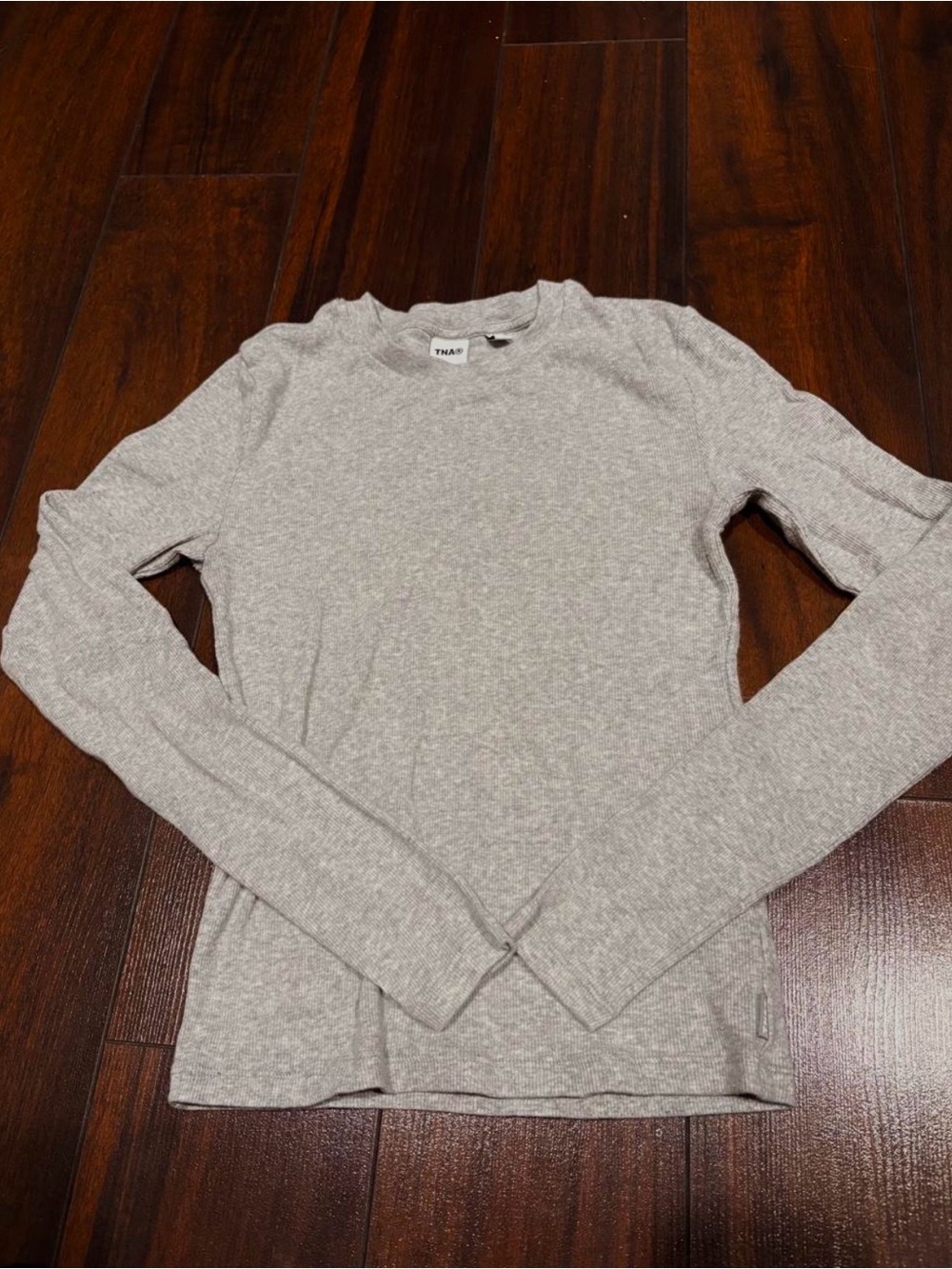 Aritzia TNA Women's Long Sleeve Crewneck Top - Heather Gray